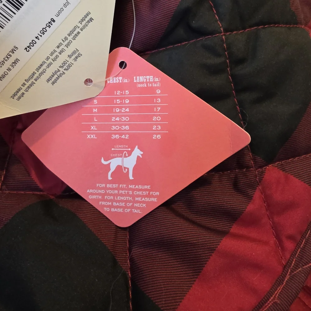 St. Johns Bark Dog Jacket Size Large Red Check NWT
